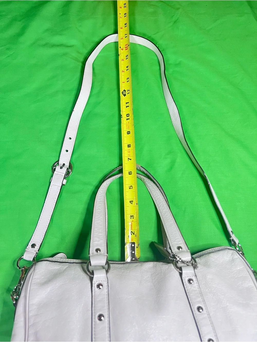 Coach Studded White Leather Satchel Crossbody Bag Y2K Vintage